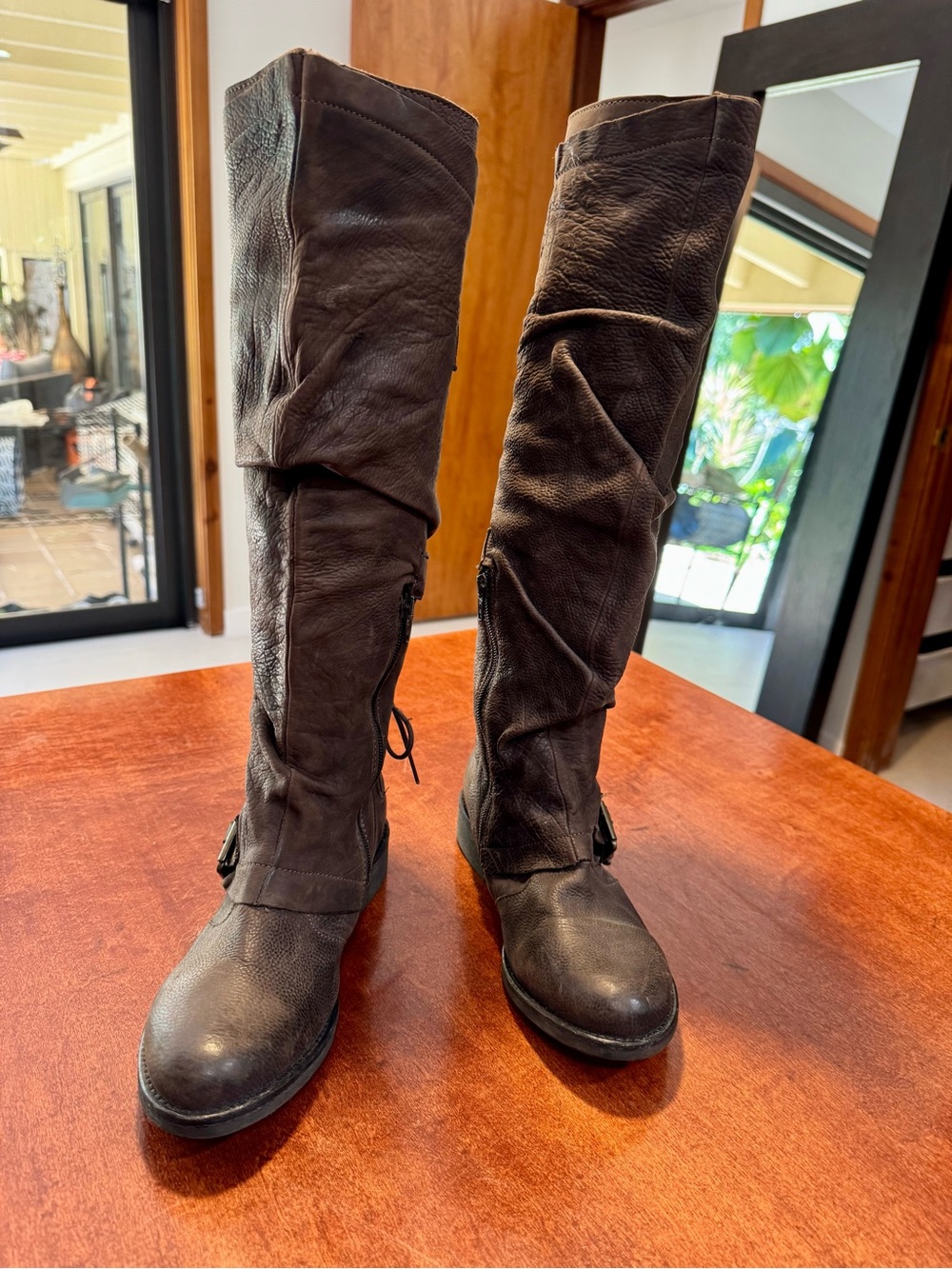 Boutique 9 Women's Dark Brown Slouch Knee-High Leather Boots